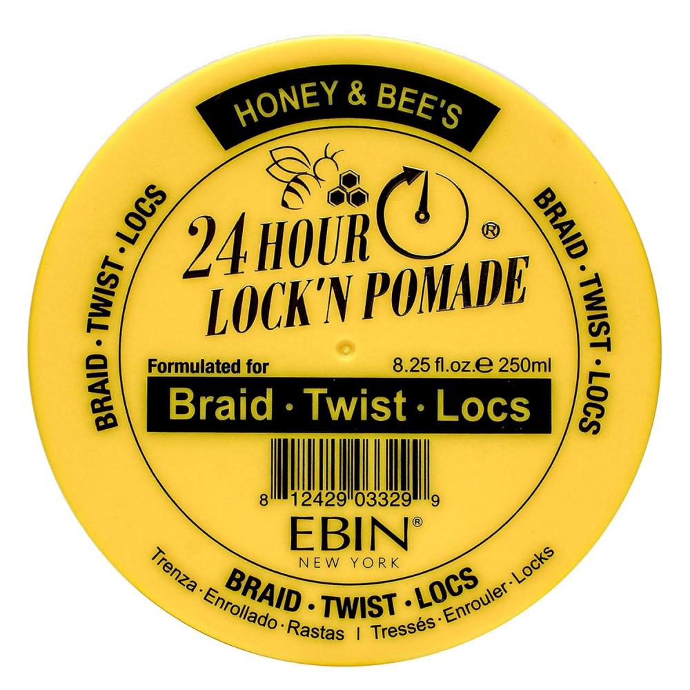 imageEBIN NEW YORK 24 HOUR LOCKN POMADE Braid Formula Honey ampamp Bees 27oz  Ideal for Braiding Twisting Edges  Extreme Firm Hold High Shine  No Residue No Flaking Honey Scent825 Fl Oz Pack of 1