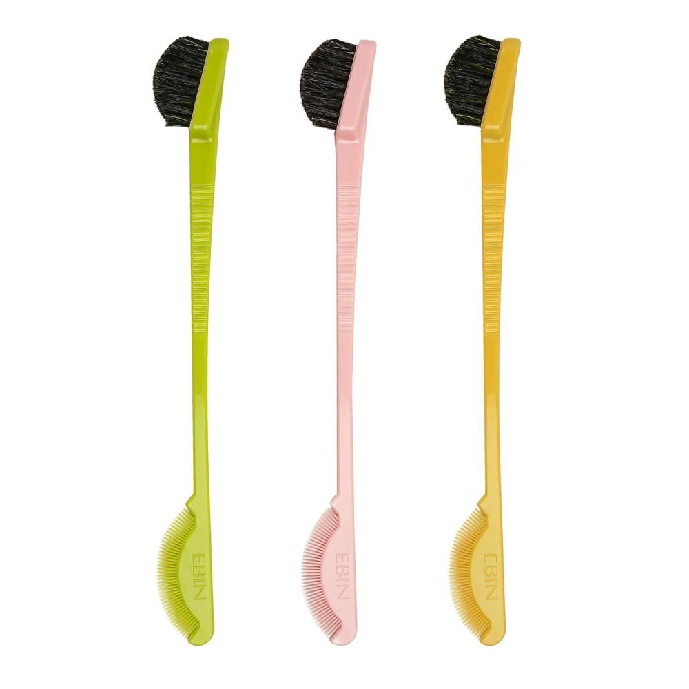 imageEBIN NEW YORK 24 Hour Edge Tamer Brush 2in1 Brush ampamp Comb 3pack  Swine Bristle Dualended No Flaking Styling Tool  Regular Hard ExtremeSwine Bristles