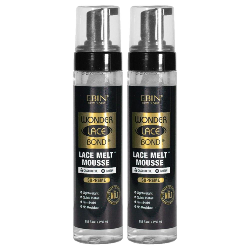 imageEBIN NEW YORK Wonder Lace Bond Melt Mousse 338oz100ml Extreme Firm Hold Supreme  Biotin  Castor Oil  No Residue Long Lasting Formula with Protecting Edges Gives Undetectable and Natural Look85 Fl Oz Pack of 2