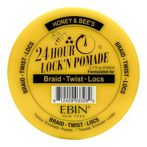 EBIN NEW YORK 24 HOUR LOCK’N POMADE Braid Formula Honey & Bee’s 2.7oz | Ideal for Braiding, Twisting, Edges | Extreme Firm Hold, High Shine | No Residue, No Flaking, Honey Scent(2.7 Fl Oz (Pack of 1))