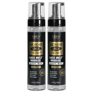 EBIN NEW YORK Wonder Lace Bond Melt Mousse 3.38oz/100ml- Extreme Firm Hold (Supreme) | Biotin + Castor Oil | No Residue, Long Lasting Formula with Protecting Edges, Gives Undetectable and Natural Look(8.5 Fl Oz (Pack of 2))