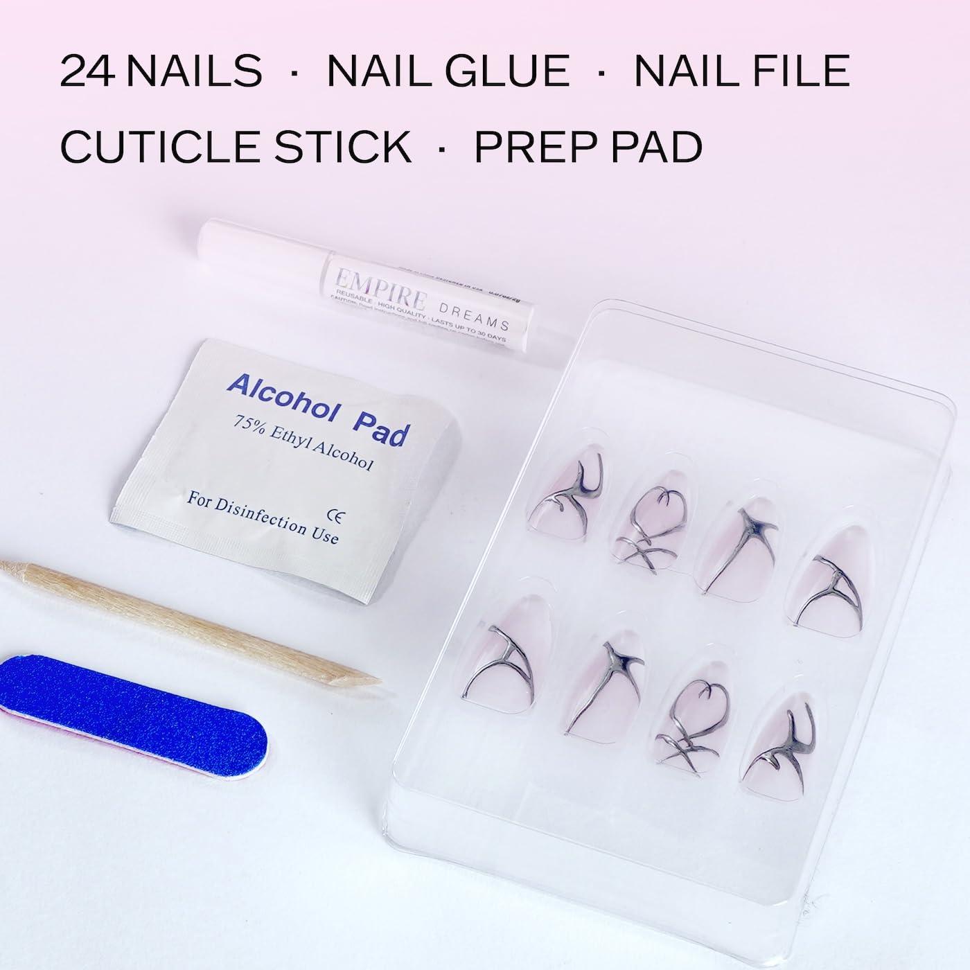 imageEBIN NEW YORK EMPIRE DREAMS Rooftop Views PressOn Nail Set in Long Coffin Style Salon Acrylic Finish Includes Prep Pad Mini Nail File ampamp Nail Glue Cuticle Stick and 24 NailsCuff Me