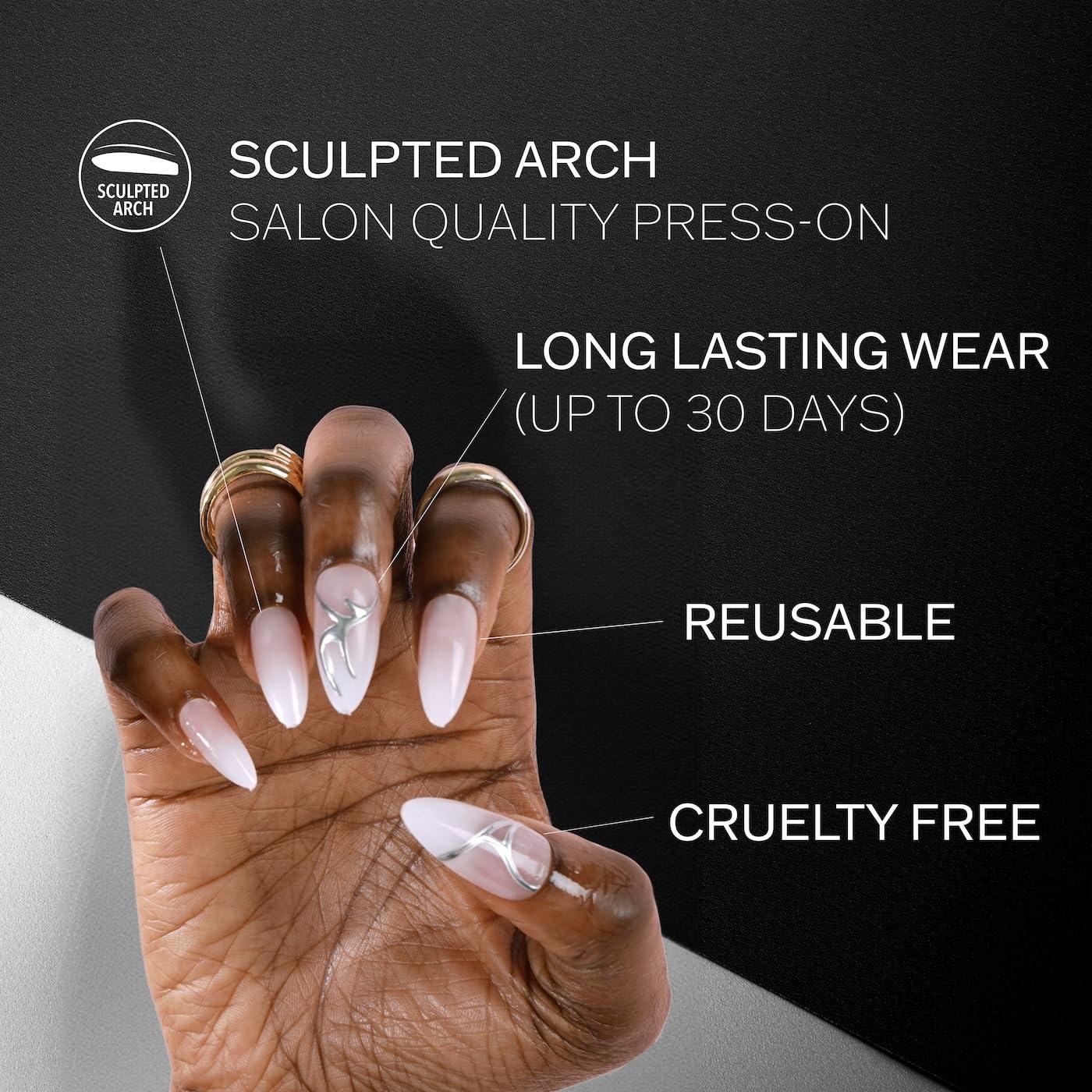 imageEBIN NEW YORK EMPIRE DREAMS Rooftop Views PressOn Nail Set in Long Coffin Style Salon Acrylic Finish Includes Prep Pad Mini Nail File ampamp Nail Glue Cuticle Stick and 24 NailsCuff Me