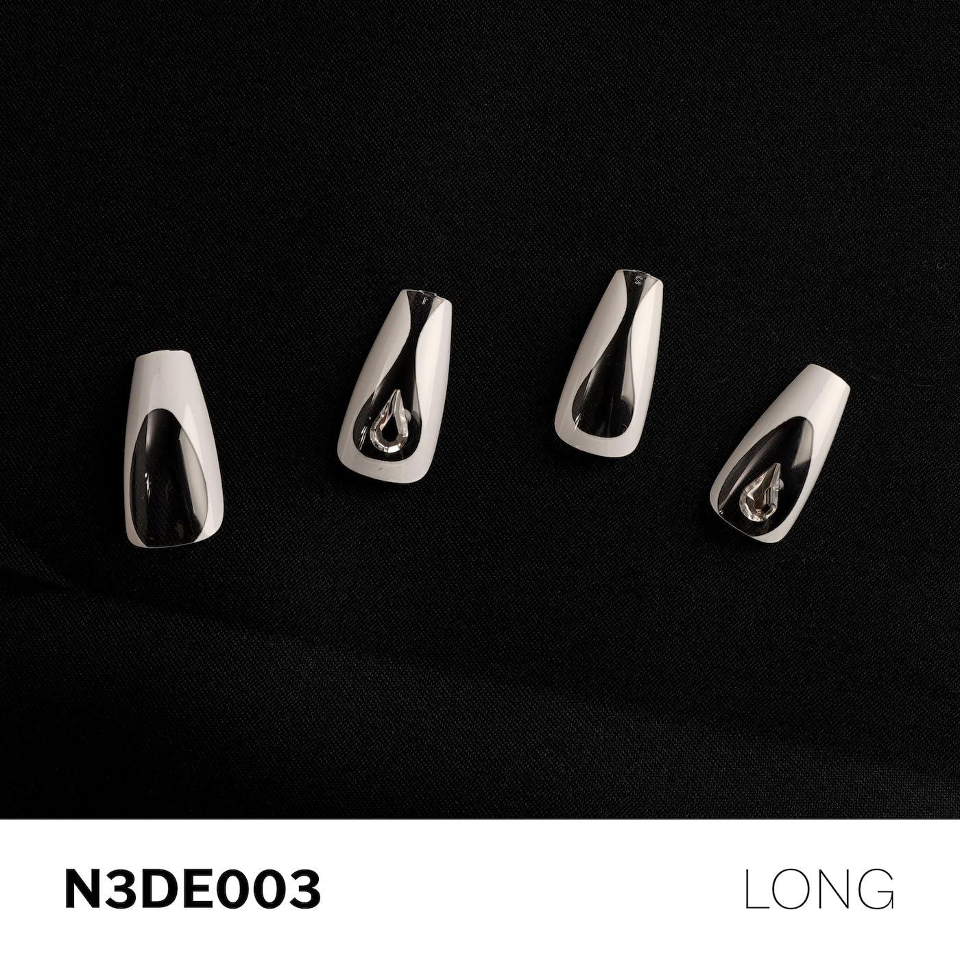 imageEBIN NEW YORK EMPIRE DREAMS Rooftop Views PressOn Nail Set in Long Coffin Style Salon Acrylic Finish Includes Prep Pad Mini Nail File ampamp Nail Glue Cuticle Stick and 24 NailsCuff Me