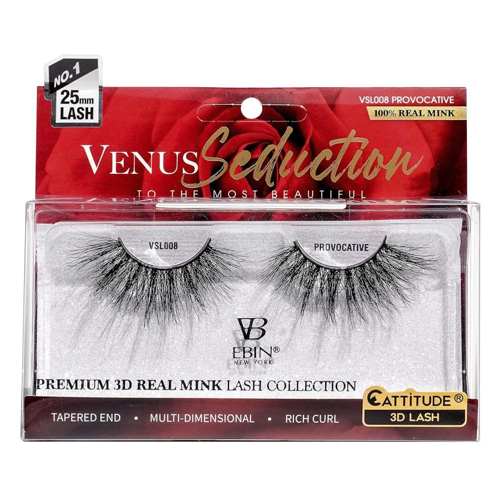 imageCATTITUDE 3D LASHES Venus Seduction Lashes  25mm Reusable 100 Real Mink 3D Lashes Fluffy Cat Eye Look Volume Curl Lashes  Multidimensional  Rich curl  Tapered end  CrushPROVOCATIVE