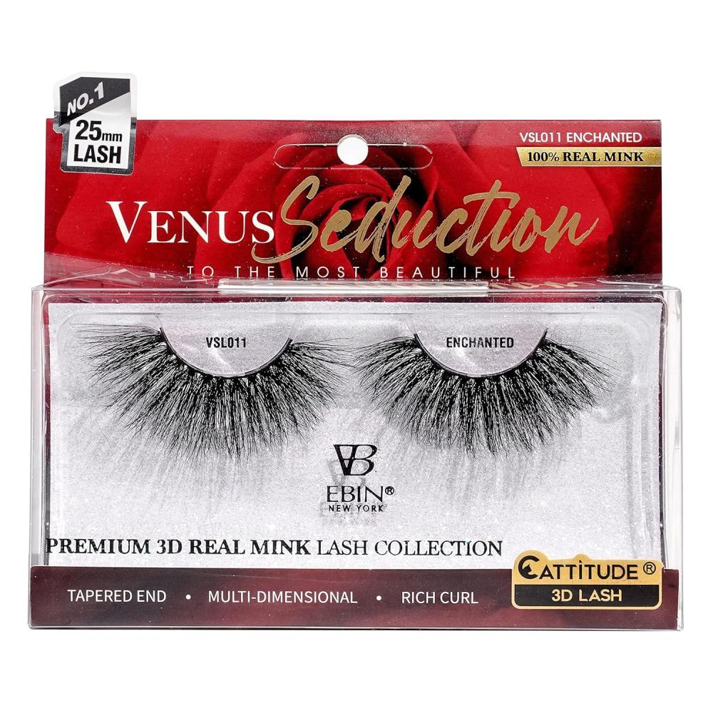 imageCATTITUDE 3D LASHES Venus Seduction Lashes  25mm Reusable 100 Real Mink 3D Lashes Fluffy Cat Eye Look Volume Curl Lashes  Multidimensional  Rich curl  Tapered end  CrushENCHANTED