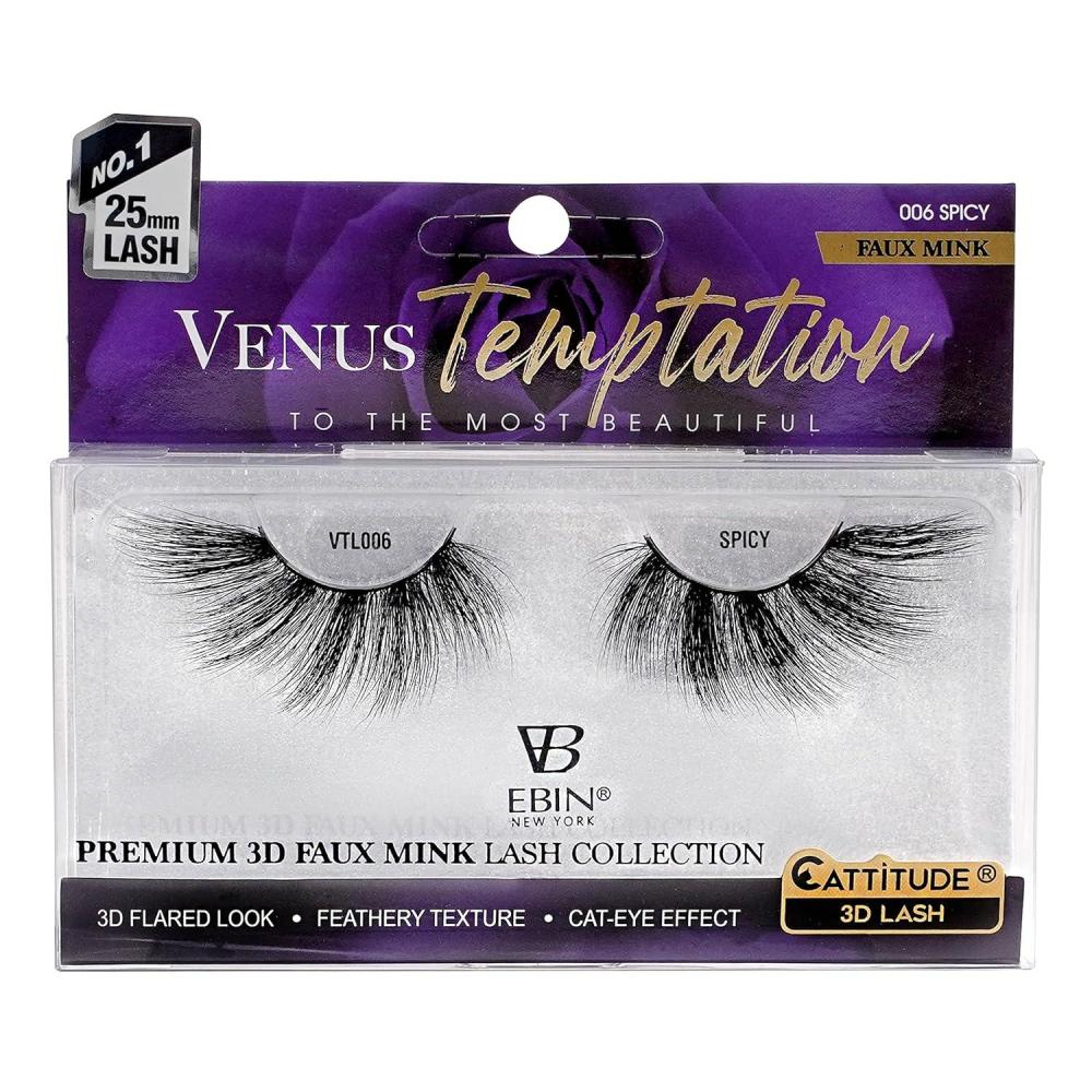 imageCATTITUDE 3D LASHES Venus Temptation  25mm wing style  Faux Mink Lashes  3D flared look  Feathery texture  Cateye effect  ZESTSPICY