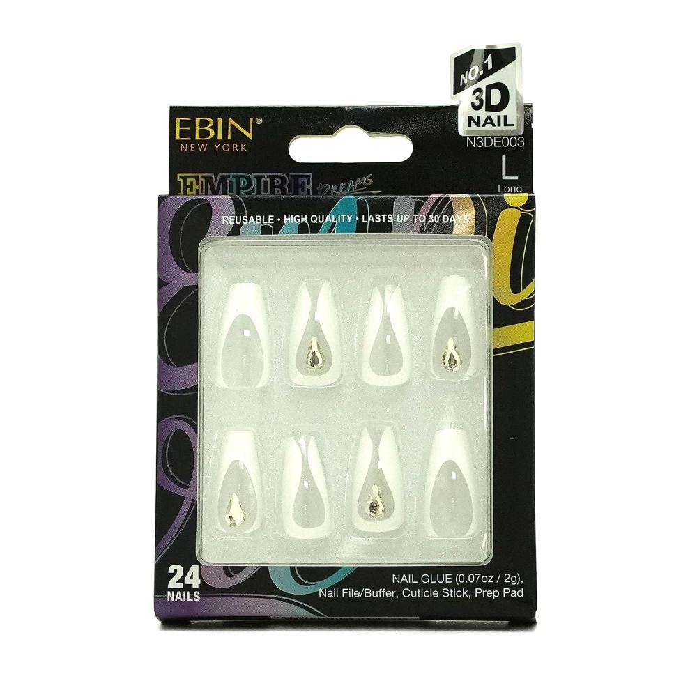 imageEBIN NEW YORK EMPIRE DREAMS Rooftop Views PressOn Nail Set in Long Coffin Style Salon Acrylic Finish Includes Prep Pad Mini Nail File ampamp Nail Glue Cuticle Stick and 24 NailsCuff Me