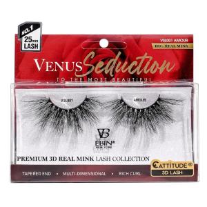 CATTITUDE 3D LASHES Venus Seduction Lashes | 25mm Reusable 100% Real Mink 3D Lashes Fluffy Cat Eye Look Volume Curl Lashes | Multi-dimensional | Rich curl | Tapered end – Crush(AMOUR)