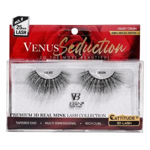 CATTITUDE 3D LASHES Venus Seduction Lashes | 25mm Reusable 100% Real Mink 3D Lashes Fluffy Cat Eye Look Volume Curl Lashes | Multi-dimensional | Rich curl | Tapered end – Crush(CRUSH)