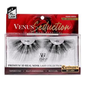 CATTITUDE 3D LASHES Venus Seduction Lashes | 25mm Reusable 100% Real Mink 3D Lashes Fluffy Cat Eye Look Volume Curl Lashes | Multi-dimensional | Rich curl | Tapered end – Crush(GENTLE)