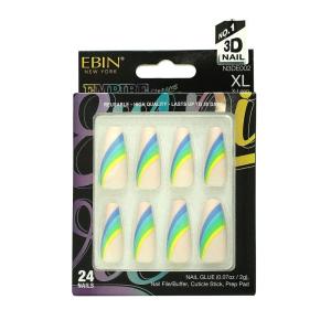 EBIN NEW YORK EMPIRE DREAMS – Rooftop Views | Press-On Nail Set in Long Coffin Style, Salon Acrylic Finish, Includes Prep Pad, Mini Nail File & Nail Glue, Cuticle Stick and 24 Nails(N3DE002)