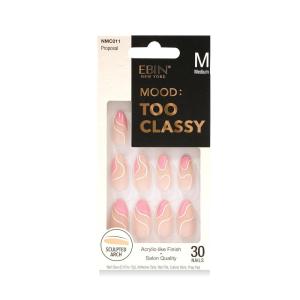 MOOD: TOO CLASSY Press On Nails – Honeymoon | Trendy Medium Almond Shape | Salon Acrylic Finish, Kit Includes 30 Nail Tips, Mini Glue, Adhesive Tabs, Nail File, Cuticle Stick, Prep Pad(Proposal)