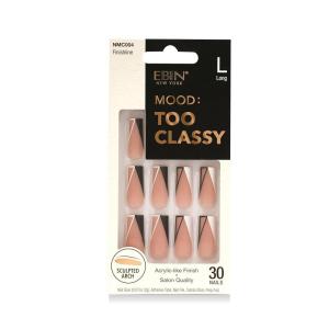 MOOD: TOO CLASSY Press On Nails – Honeymoon | Trendy Medium Almond Shape | Salon Acrylic Finish, Kit Includes 30 Nail Tips, Mini Glue, Adhesive Tabs, Nail File, Cuticle Stick, Prep Pad(Finishline)