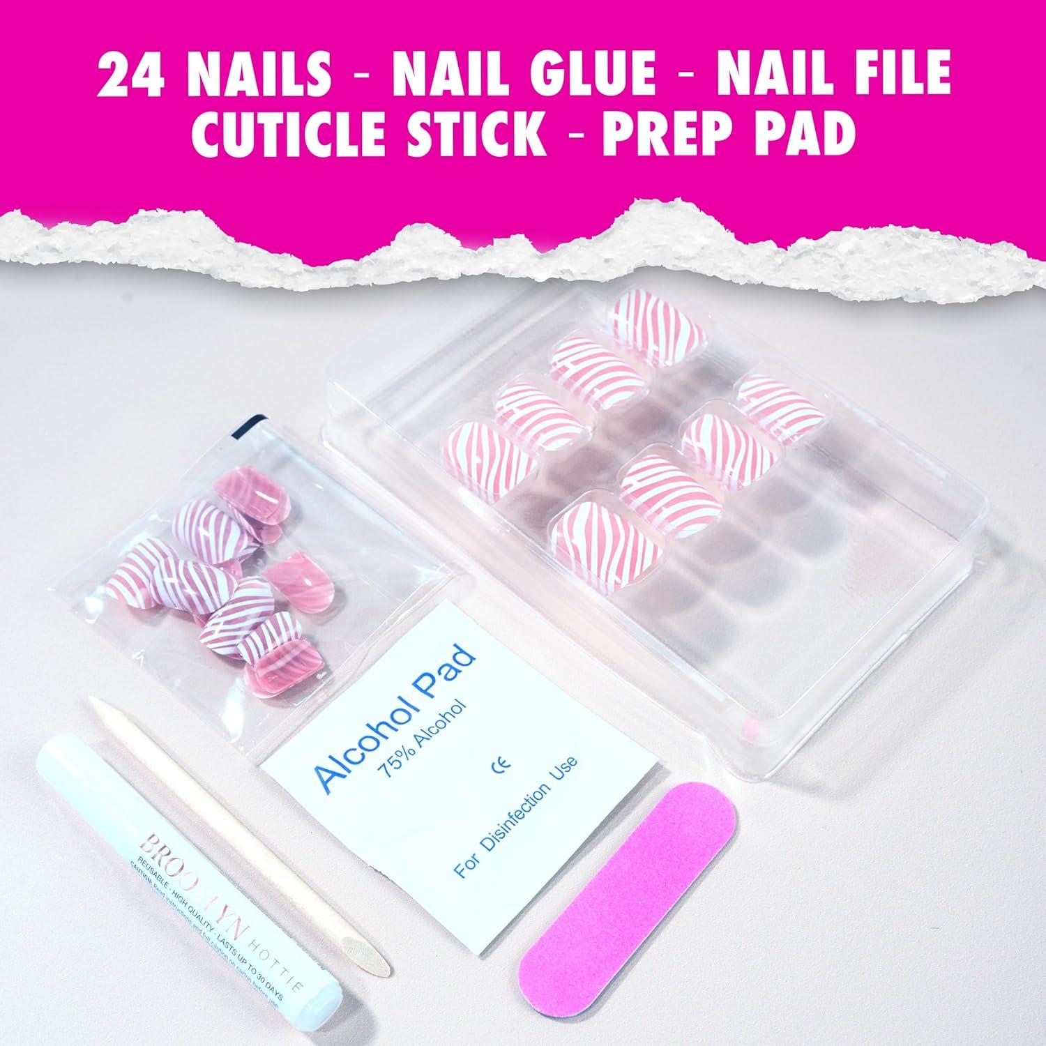 imageEBIN NEW YORK BROOKLYN HOTTIE Pink Aurora Press on Nails Long and Extra Long Coffin Style Festival and Holiday Nails Includes Prep Pad Mini Nail File and Nail Glue Cuticle Stick and 24 NailsHeated