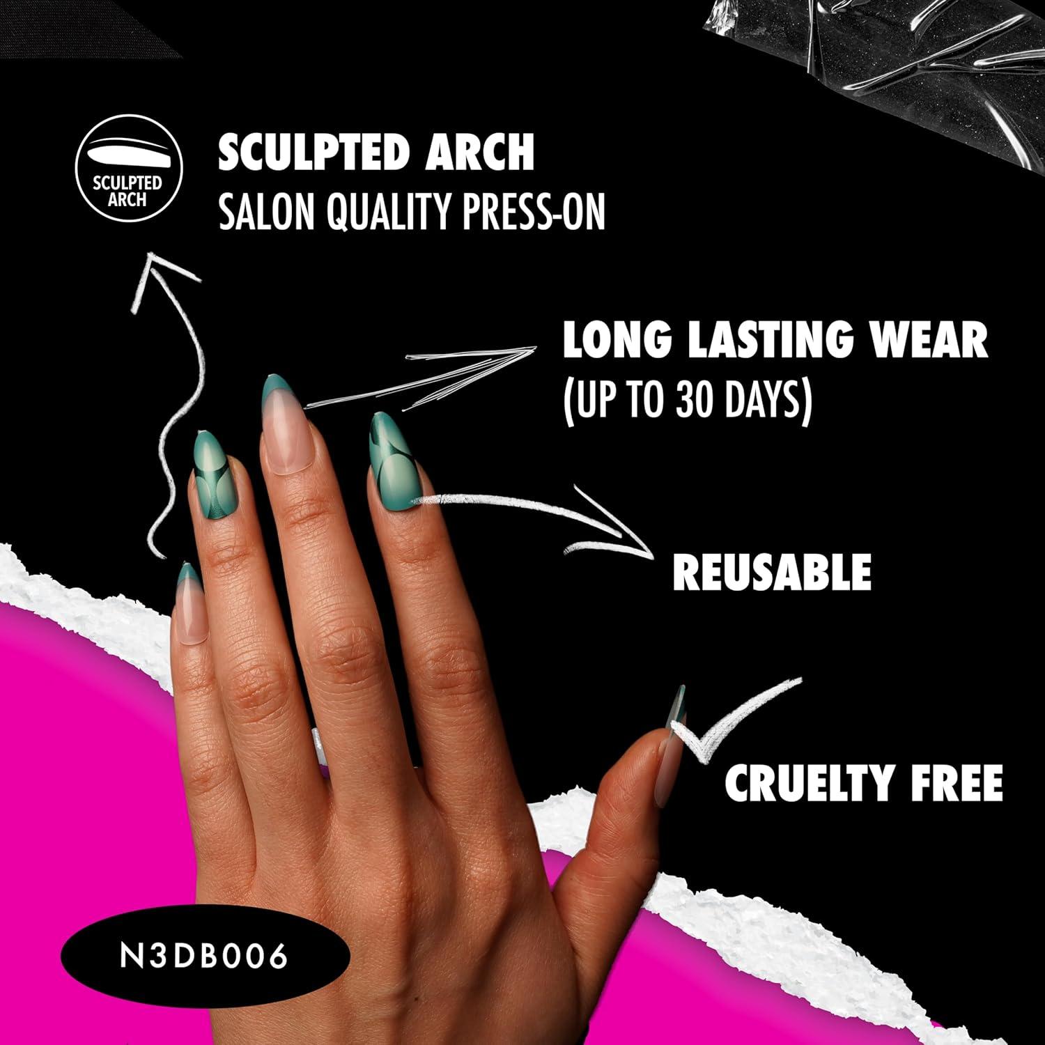 imageEBIN NEW YORK BROOKLYN HOTTIE Pink Aurora Press on Nails Long and Extra Long Coffin Style Festival and Holiday Nails Includes Prep Pad Mini Nail File and Nail Glue Cuticle Stick and 24 NailsHeated