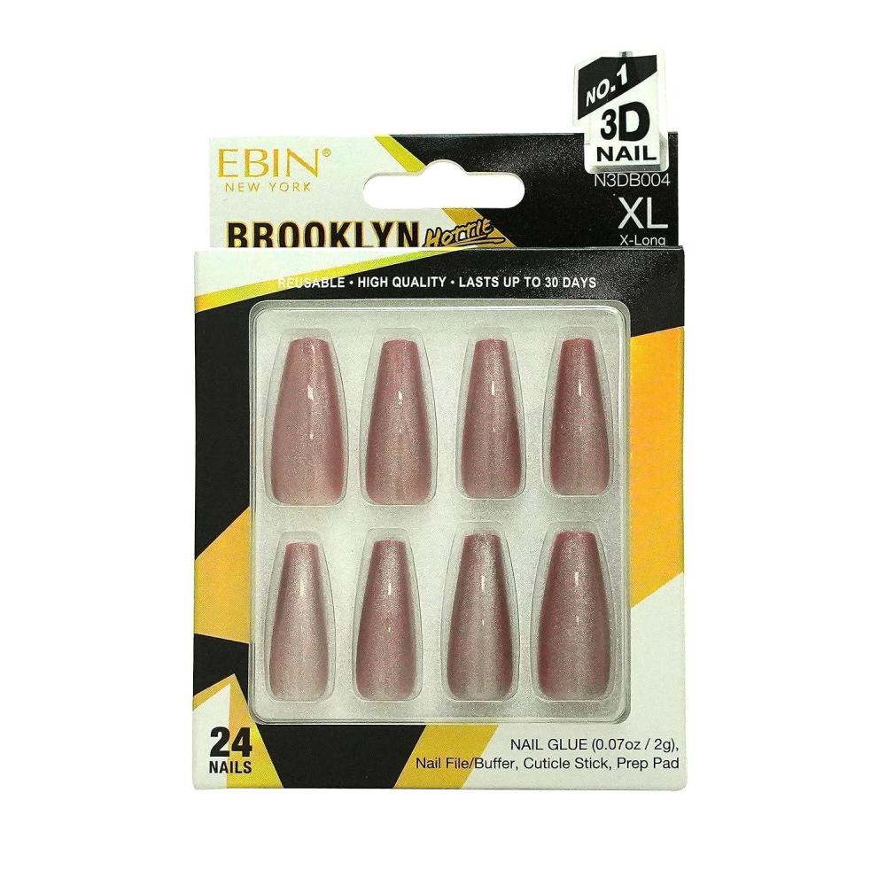 imageEBIN NEW YORK BROOKLYN HOTTIE Pink Aurora Press on Nails Long and Extra Long Coffin Style Festival and Holiday Nails Includes Prep Pad Mini Nail File and Nail Glue Cuticle Stick and 24 NailsPink Aurora