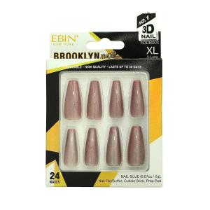 EBIN NEW YORK BROOKLYN HOTTIE – Pink Aurora | Press on Nails Long and Extra Long Coffin Style, Festival, and Holiday Nails, Includes Prep Pad, Mini Nail File and Nail Glue, Cuticle Stick and 24 Nails(Pink Aurora)