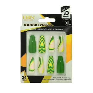 EBIN NEW YORK BROOKLYN HOTTIE – Pink Aurora | Press on Nails Long and Extra Long Coffin Style, Festival, and Holiday Nails, Includes Prep Pad, Mini Nail File and Nail Glue, Cuticle Stick and 24 Nails(Baby Girl)