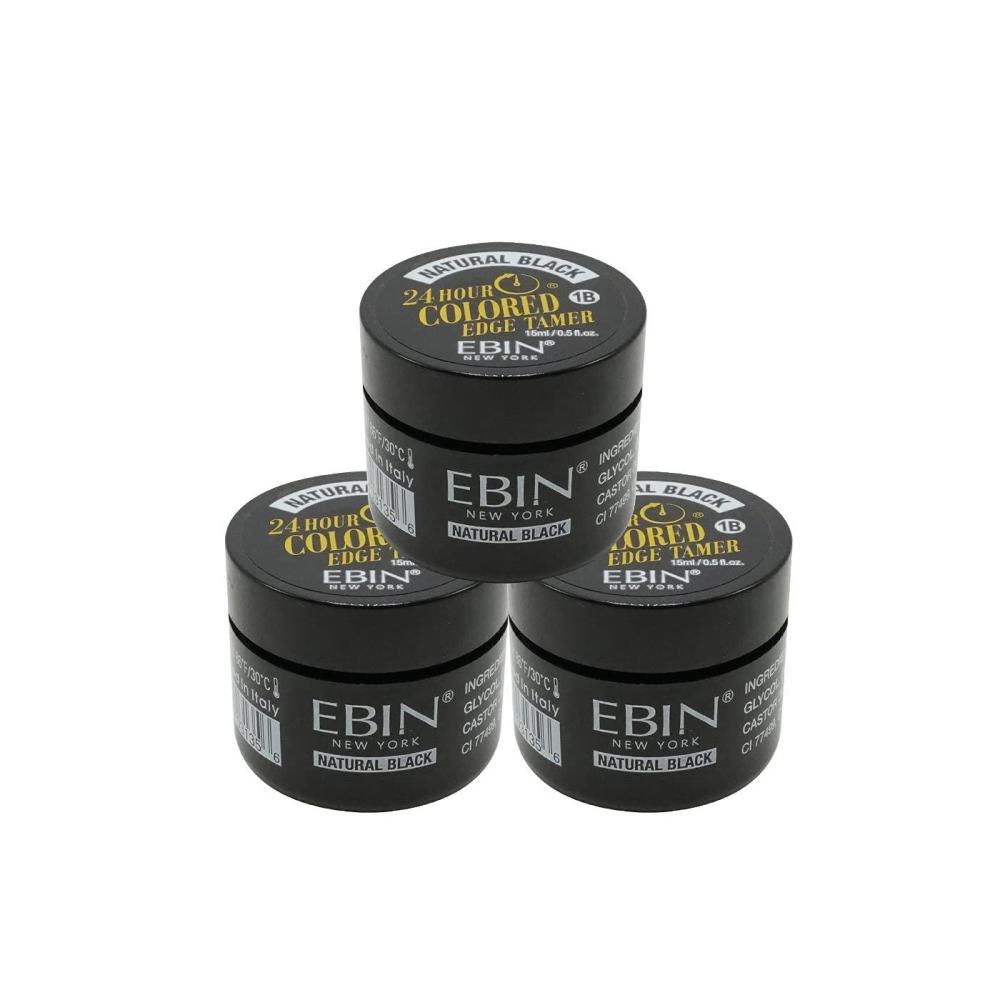 imageEBIN NEW YORK 24 Hour Colored Edge Tamer Natural Black 3 Pack 05oz Each  Covers Gray Roots No Flaking No Residue LongLasting Hold for All Hair Types