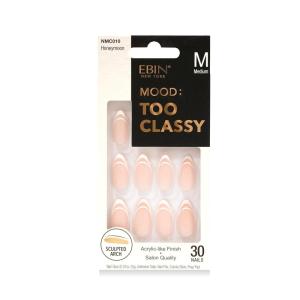 MOOD: TOO CLASSY Press On Nails – Petals | Trendy Short Square Shape | Salon Acrylic Finish, Kit Includes 30 Nail Tips, Mini Glue, Adhesive Tabs, Nail File, Cuticle Stick, Prep Pad(Honeymoon)