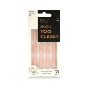 MOOD: TOO CLASSY Press On Nails – Petals | Trendy Short Square Shape | Salon Acrylic Finish, Kit Includes 30 Nail Tips, Mini Glue, Adhesive Tabs, Nail File, Cuticle Stick, Prep Pad(Bare with Me)