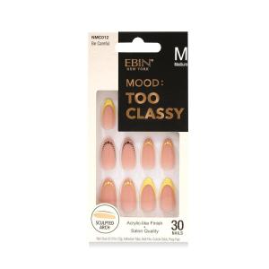 MOOD: TOO CLASSY Press On Nails – Petals | Trendy Short Square Shape | Salon Acrylic Finish, Kit Includes 30 Nail Tips, Mini Glue, Adhesive Tabs, Nail File, Cuticle Stick, Prep Pad(Be Careful)