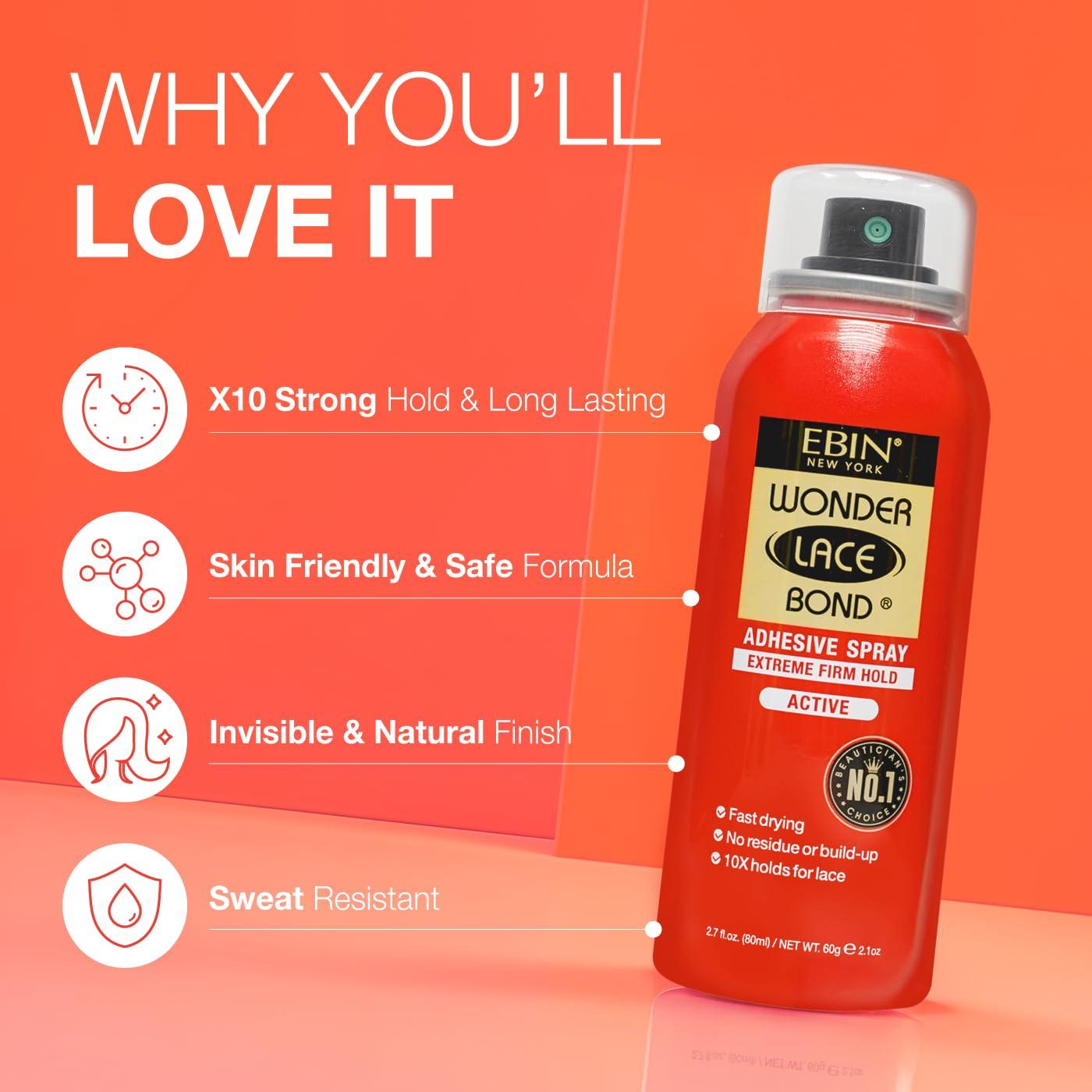 imageEBIN NEW YORK Wonder Lace Bond Adhesive Spray Extreme Firm Hold 142oz 400mlActive