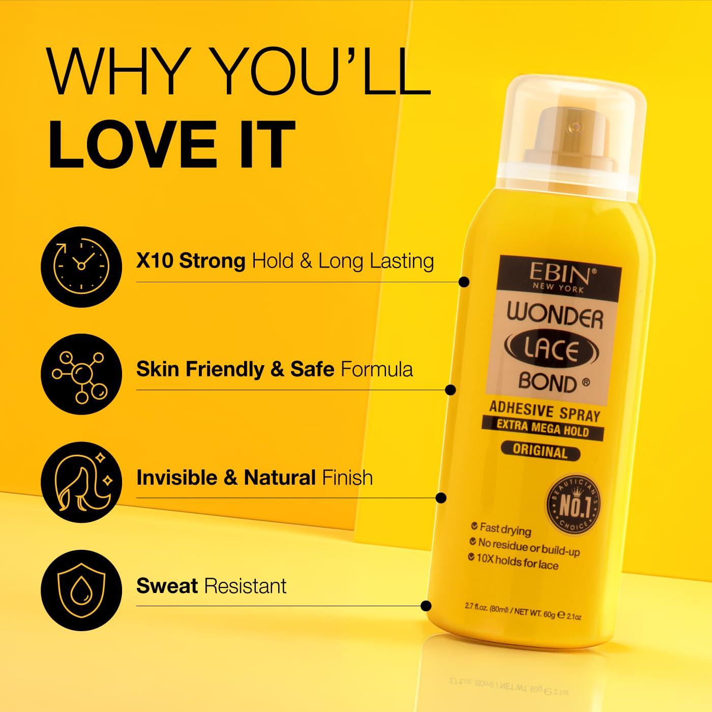 imageEBIN NEW YORK Wonder Lace Bond Adhesive Spray Extreme Firm Hold 142oz 400mlOriginal