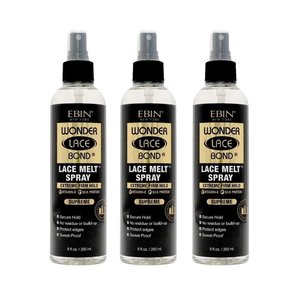 imageWonder Lace Bond Melt Spray 825 Fl Oz 250 ml Extreme Firm Hold Original FlawlessNatural and Sea mleass finish No Reside Long Lasting Formula with Protecting Edges Perfect for wigs8 Fl Oz Pack of 3