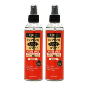 Wonder Lace Bond Melt Spray 8.25 Fl Oz / 250 ml – Extreme Firm Hold (Original) | Flawless,Natural, and Sea mleass finish, No Reside, Long Lasting Formula with Protecting Edges, Perfect for wigs(4.13 Fl Oz (Pack of 2))