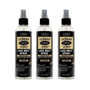 Wonder Lace Bond Melt Spray 8.25 Fl Oz / 250 ml – Extreme Firm Hold (Original) | Flawless,Natural, and Sea mleass finish, No Reside, Long Lasting Formula with Protecting Edges, Perfect for wigs(8 Fl Oz (Pack of 3))