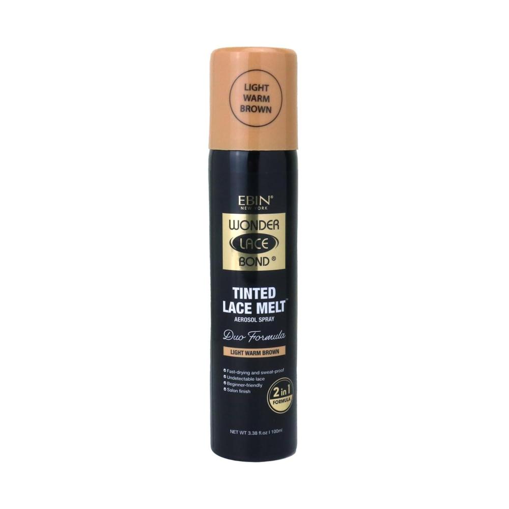 image:imageEBIN NEW YORK Wonder Lace Bond Tinted Lace Melt Aerosol Spray  Dark Brown 338oz 100ml  Quick Dry No Transfer Formula Humid Resistant Infused with Keratin for Protect Skin Paraben FreeLIGHT WARM BROWN