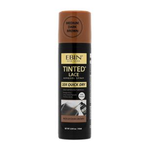 EBIN NEW YORK Tinted Lace Spray 3.38oz/ 100ml – Light Warm Brown | Quick Drying, Water Resistant, No Residue, Even Application, Matching Skin Tone, Natural Look(Medium Dark Brown)