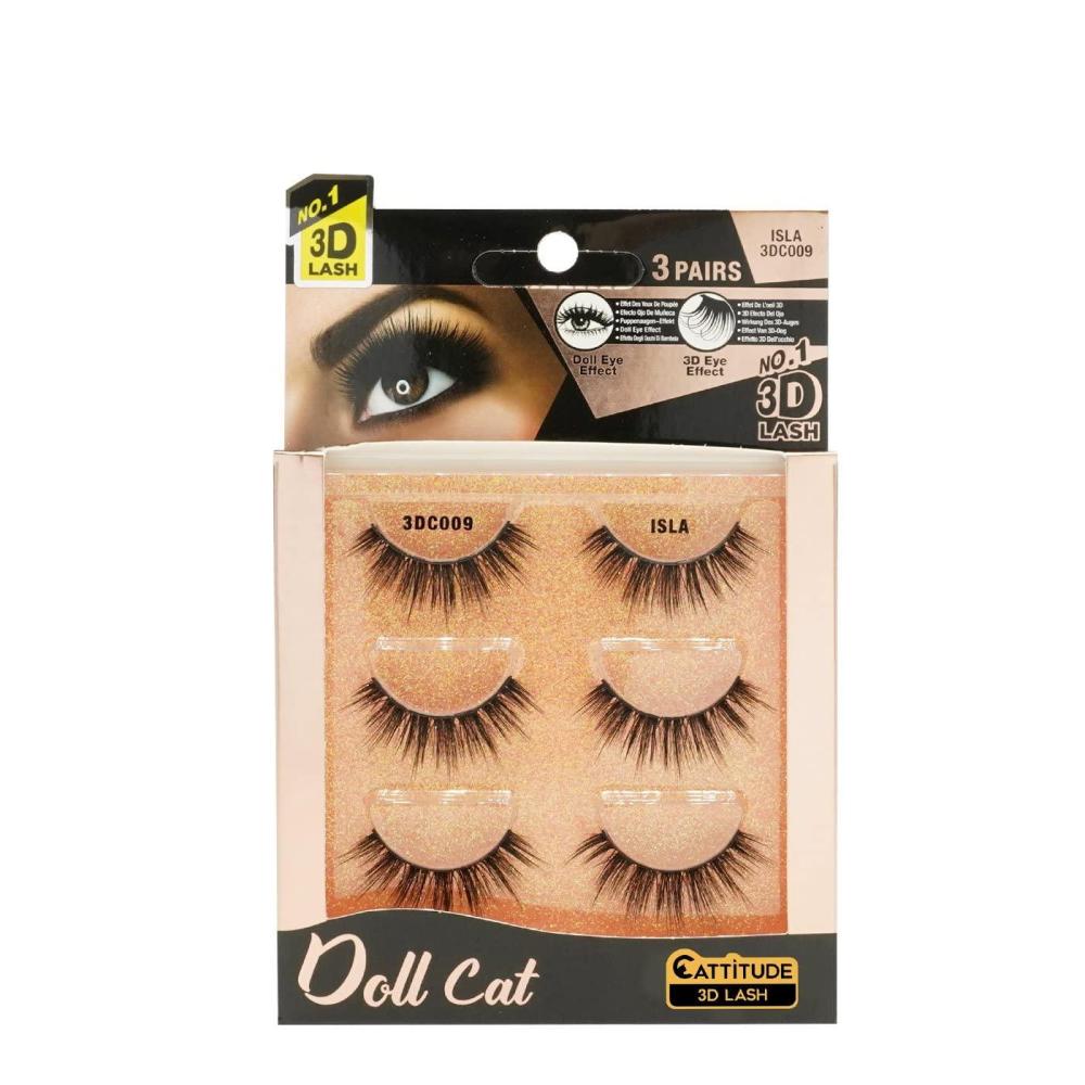 image:imageEBIN NEW YORK Cattitude 3D Lash 3 Pair  Doll Cat 3D Lash Baby Doll Lash Look Long Voluminous Wispy Hair Staggered Lash Style Elongated Center Lightweight Comfortable Wear ReusableDoll Cat  Isla