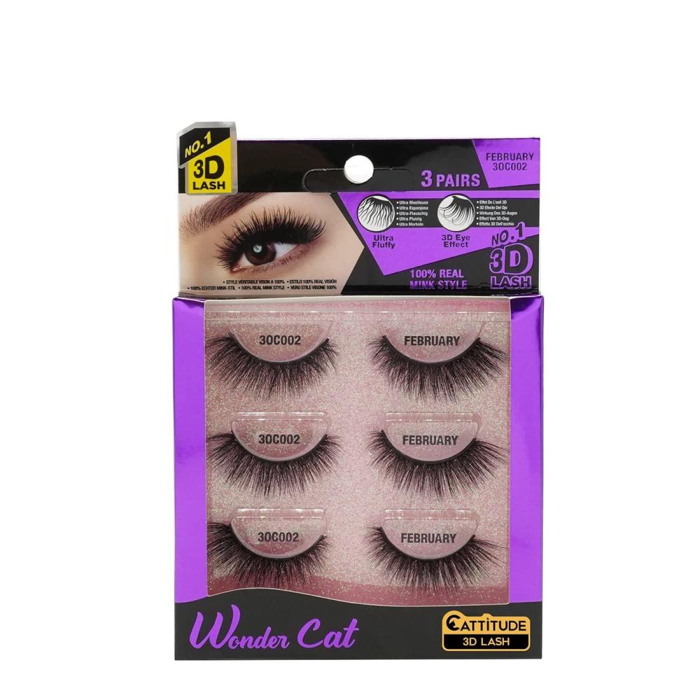 image:imageEBIN NEW YORK Cattitude 3D Lash 3 Pair  Doll Cat 3D Lash Baby Doll Lash Look Long Voluminous Wispy Hair Staggered Lash Style Elongated Center Lightweight Comfortable Wear ReusableWonder Cat  February