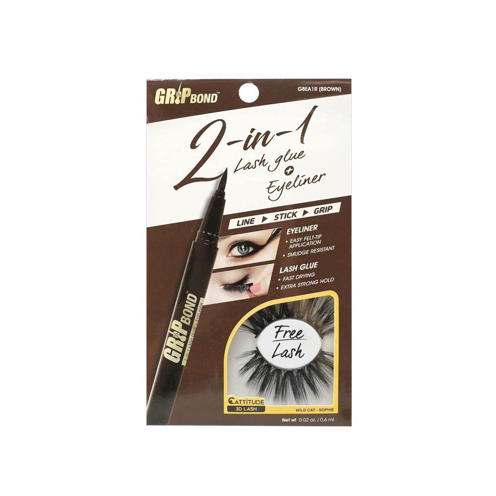 image:imageEBIN NEW YORK Grip Bond 2 in 1 Eyelash Glue amp Eyeliner Brown 002 oz  Fast Dry Strong Hold Smudge Resistant Latex Free for Sensitive EyesGlue Eyeliner  Lash Brown