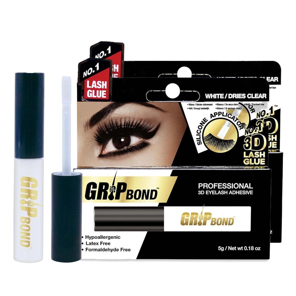 image:imageEBIN NEW YORK Grip Bond 2 in 1 Eyelash Glue amp Eyeliner Brown 002 oz  Fast Dry Strong Hold Smudge Resistant Latex Free for Sensitive EyesPaddle 2pack