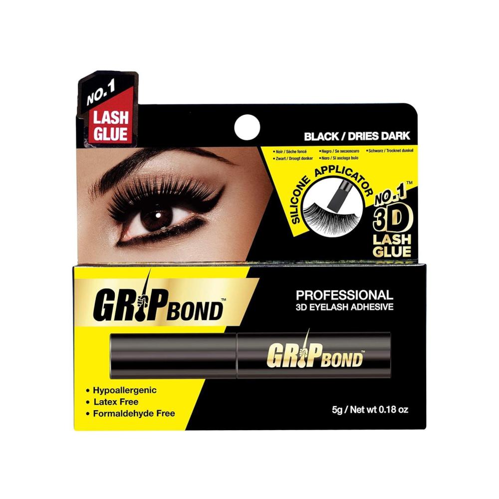 image:imageEBIN NEW YORK Grip Bond 2 in 1 Eyelash Glue amp Eyeliner Brown 002 oz  Fast Dry Strong Hold Smudge Resistant Latex Free for Sensitive EyesPaddle Black
