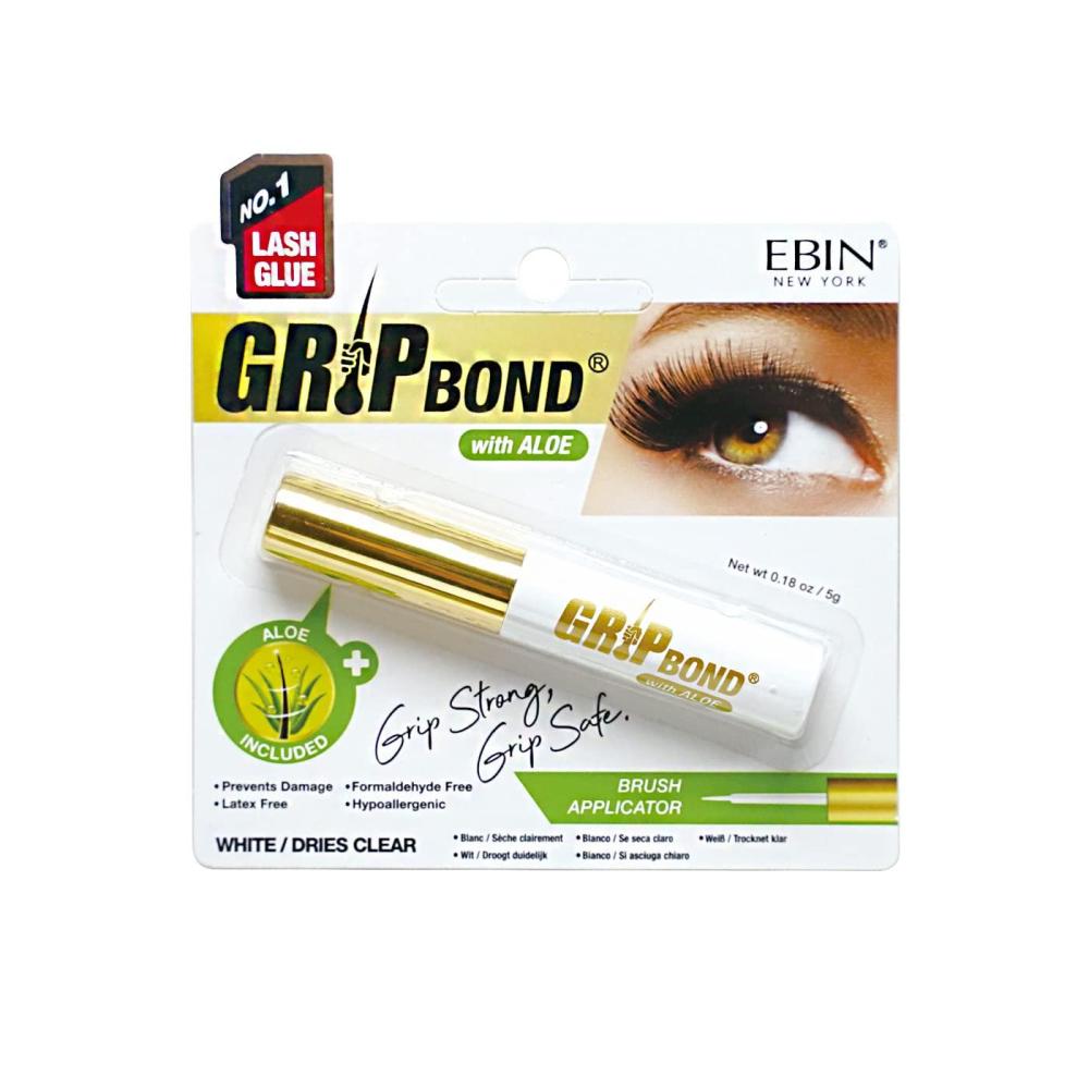 image:imageEBIN NEW YORK Grip Bond Eyelash Adhesive Glue Brush Type WhiteDries Clear BiotinFast Dyring Enhancing Volume Easy Application Long Lasting Latex FreeAloe  White