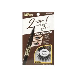 EBIN NEW YORK Grip Bond 2 in 1 Eyelash Glue & Eyeliner Brown 0.02 oz | Fast Dry Strong Hold Smudge Resistant Latex Free for Sensitive Eyes(Glue Eyeliner & Lash (Brown))