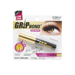 EBIN NEW YORK Grip Bond Eyelash Adhesive Glue (Brush Type, White/Dries Clear, Biotin)|Fast Dyring, Enhancing Volume, Easy Application, Long Lasting, Latex Free(Biotin – Black)