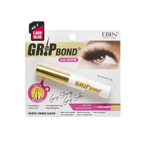 EBIN NEW YORK Grip Bond Eyelash Adhesive Glue (Brush Type, White/Dries Clear, Biotin)|Fast Dyring, Enhancing Volume, Easy Application, Long Lasting, Latex Free(Biotin – White)