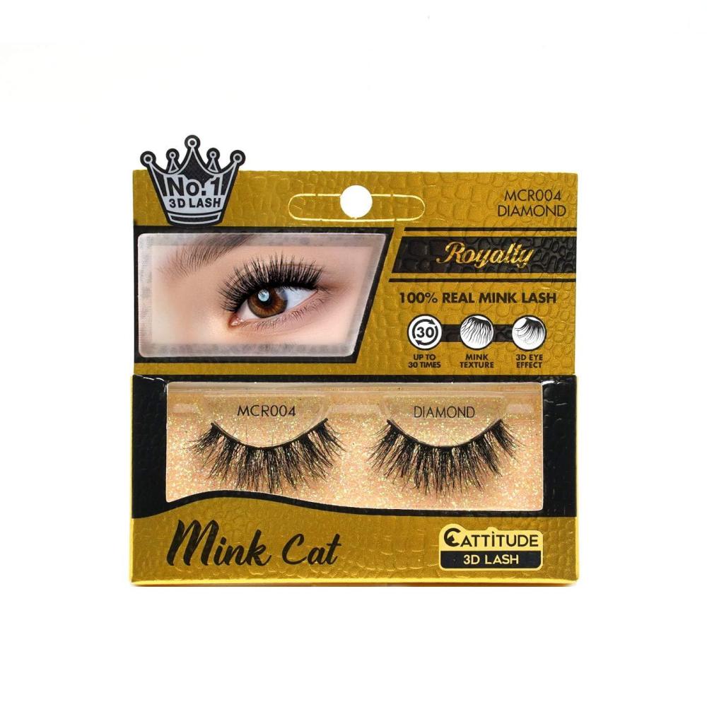image:imageEBIN NEW YORK Royalty Mink Cattitude 3D Lash  Diamond Real Mink 3D Lash Wispy Fluffy Reusable Medium Length Staggered Lash For Feathery Fluffy EffectMink Cat Royalty  Diamond