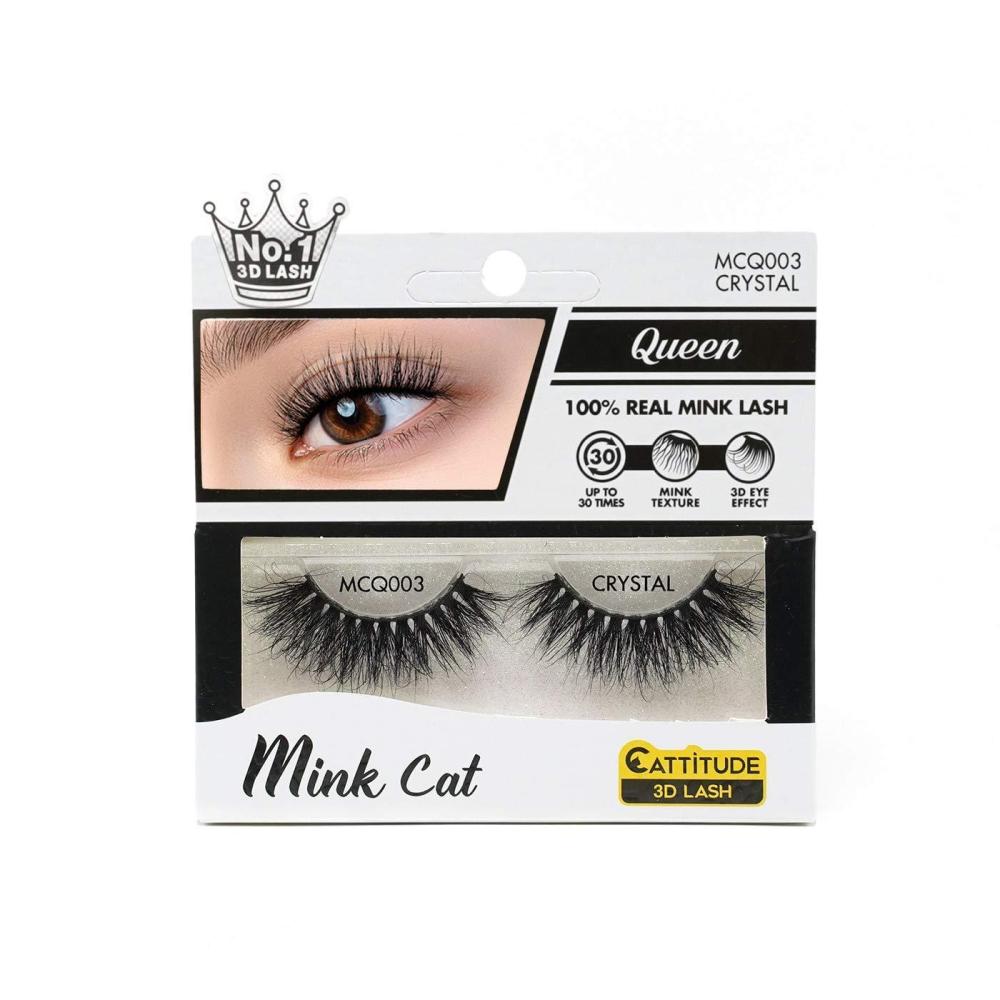 image:imageEBIN NEW YORK Royalty Mink Cattitude 3D Lash  Diamond Real Mink 3D Lash Wispy Fluffy Reusable Medium Length Staggered Lash For Feathery Fluffy EffectMink Cat Queen  Crystal