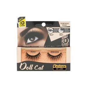 EBIN NEW YORK Cattitude 3D Lash Doll Cat – Genevieve 3D Lash Look Long Voluminous Wispy Hair Lightweight Comfortable Wear Reusable(Doll Cat – Genevieve)