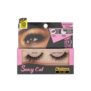 EBIN NEW YORK Cattitude 3D Lash Doll Cat – Genevieve 3D Lash Look Long Voluminous Wispy Hair Lightweight Comfortable Wear Reusable(Sexy Cat – Sagittarius)