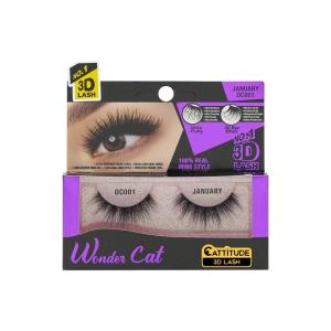 EBIN NEW YORK Cattitude 3D Lash Doll Cat – Genevieve 3D Lash Look Long Voluminous Wispy Hair Lightweight Comfortable Wear Reusable(Wonder Cat – January)