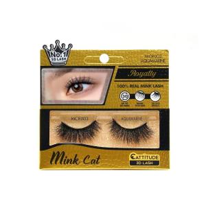 EBIN NEW YORK Royalty Mink Cattitude 3D Lash – Diamond Real Mink 3D Lash Wispy Fluffy Reusable Medium Length Staggered Lash For Feathery Fluffy Effect(Mink Cat Royalty – Aquamarine)