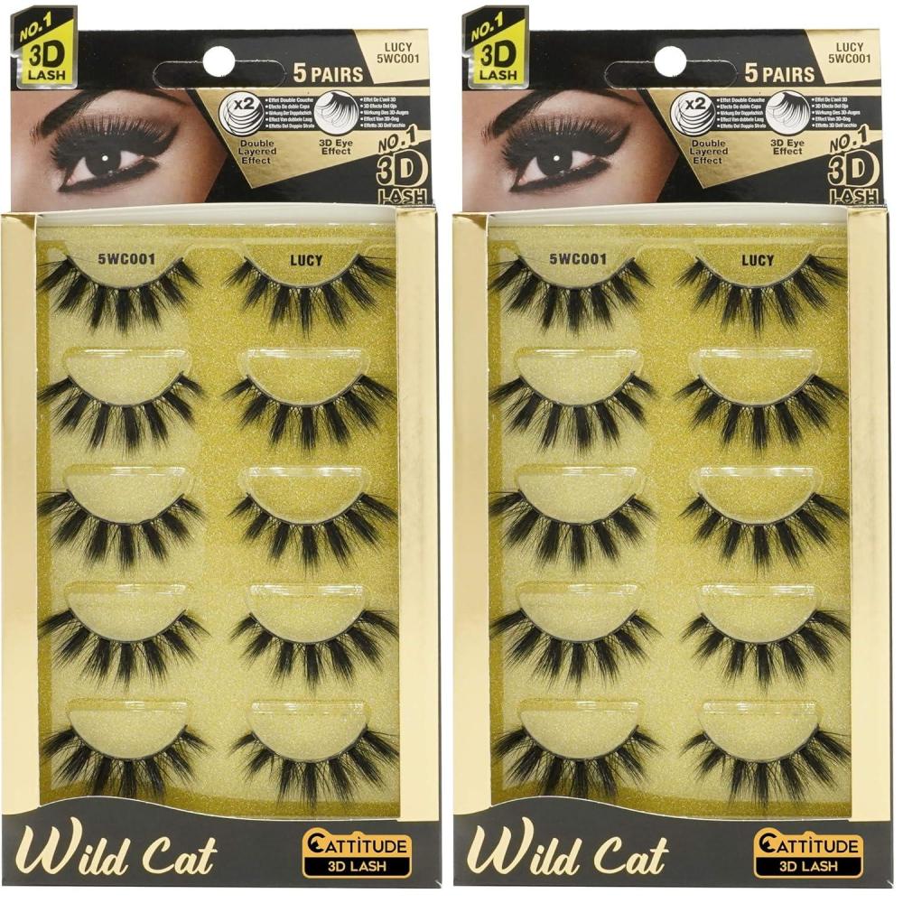 image:imageEBIN NEW YORK Cattitude 3D Lash 5 Pair  Wonder Cat 3D Faux Mink Lash Enviable Volume Lightweight Comfortable Wear Double Layered Wispy Lash Fullness Reusable5 pair Pack of 2